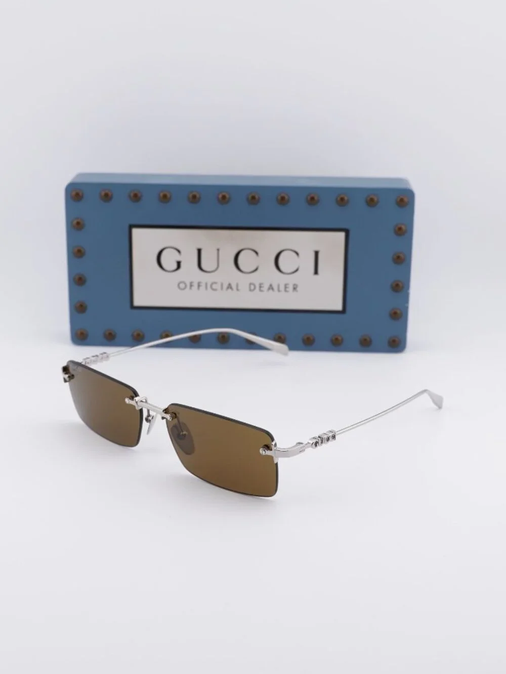 Gucci GG1941S 002 Rectangle Sunglasses - Silver / Green
